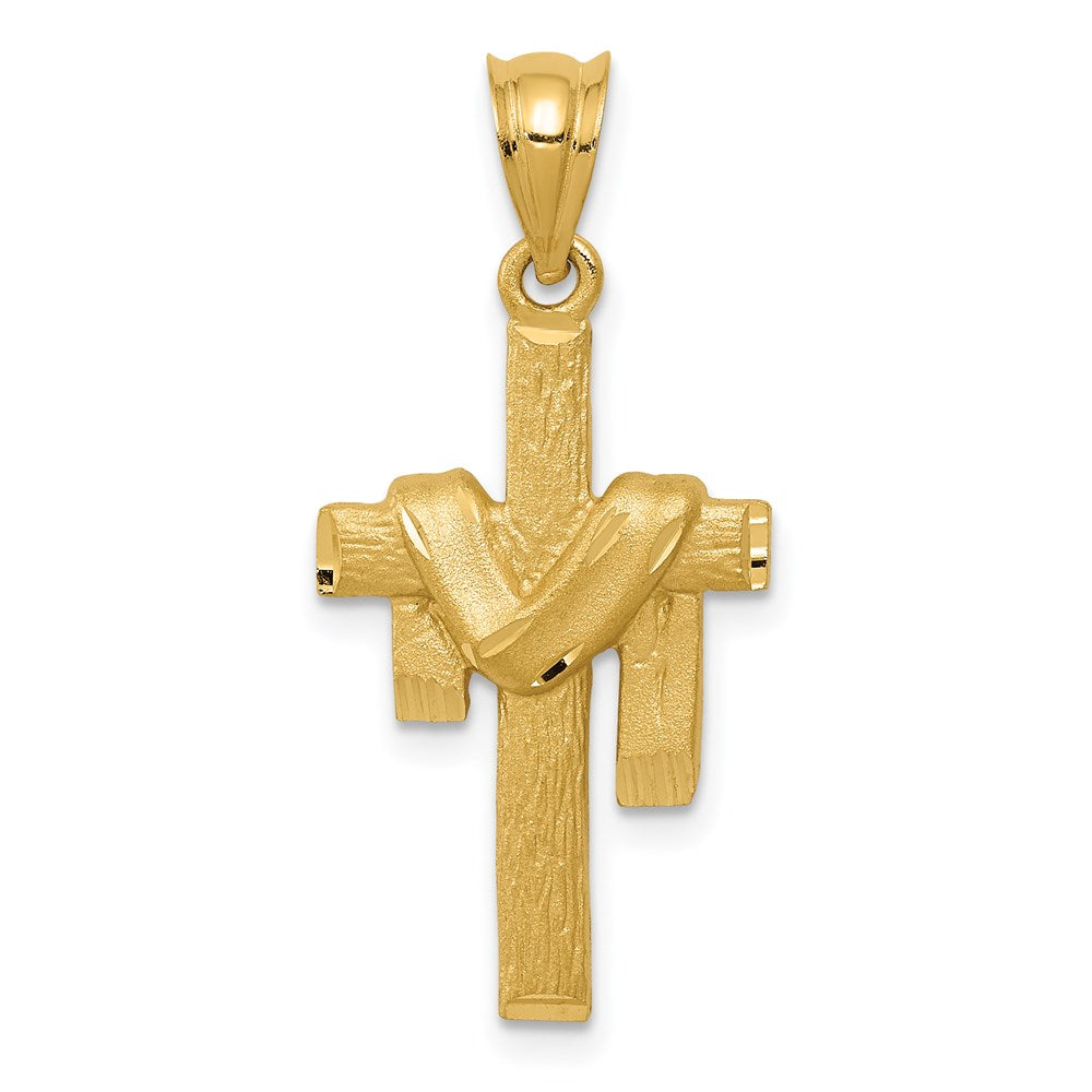 14k Satin Draped Cross Pendant-C227
