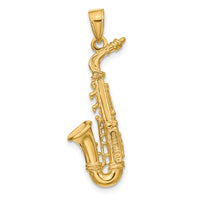 14k Solid Polished 3-D Saxophone Pendant-C2281