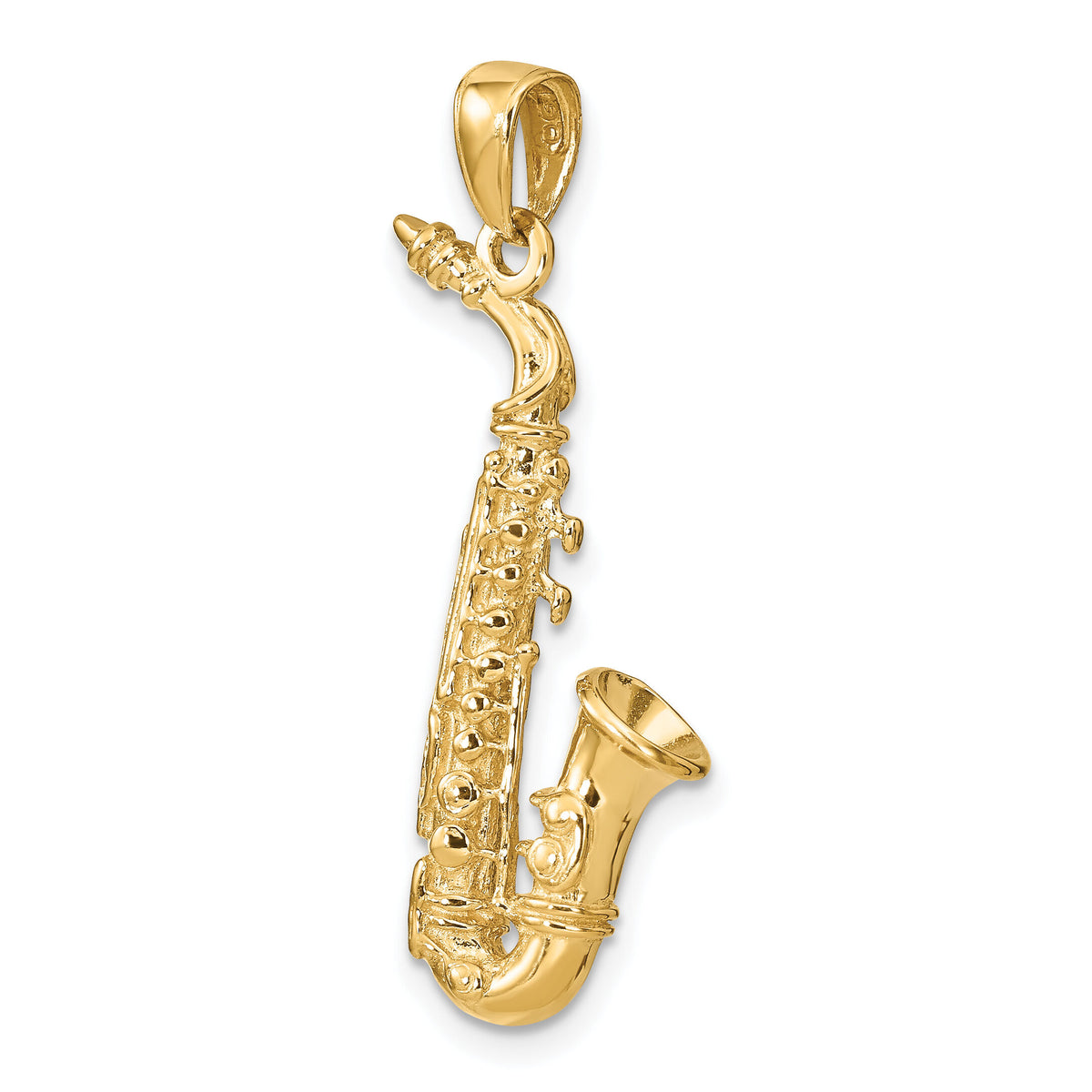 14k Solid Polished 3-D Saxophone Pendant-C2281