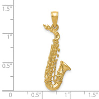 14k Solid Polished 3-D Saxophone Pendant-C2281