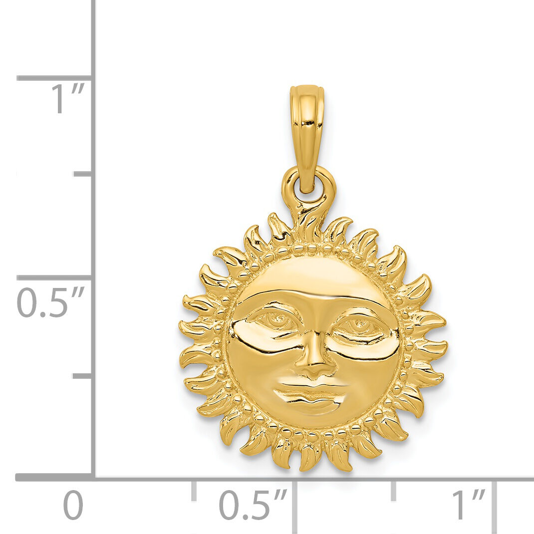 14k Solid Polished Reversible Sun Pendant-C2282