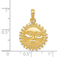 14k Solid Polished Reversible Sun Pendant-C2282