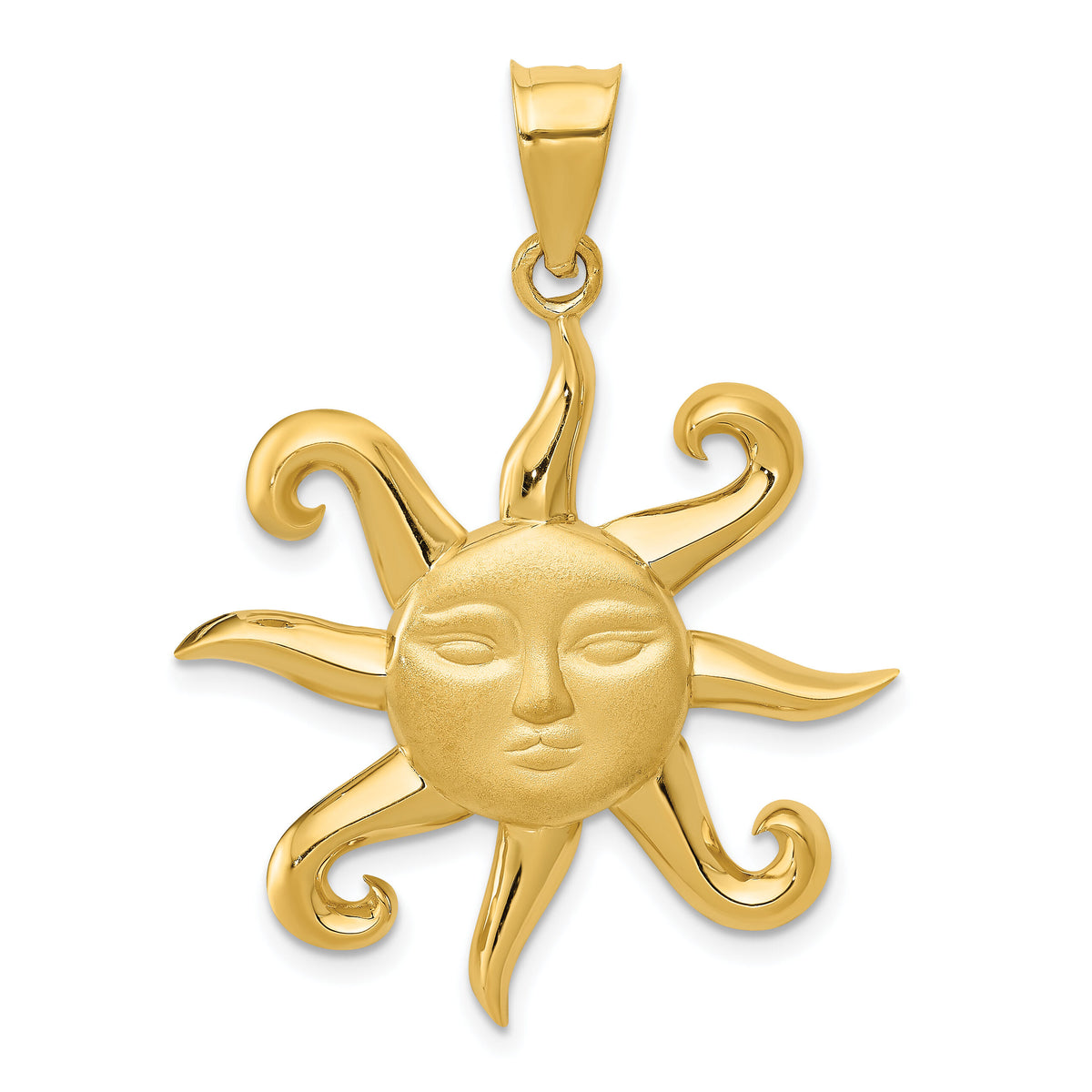 14k Satin and Polished Sun Pendant-C2283