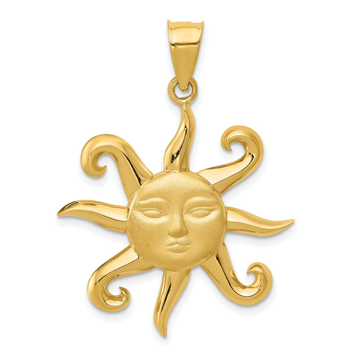 14k Satin and Polished Sun Pendant-C2283