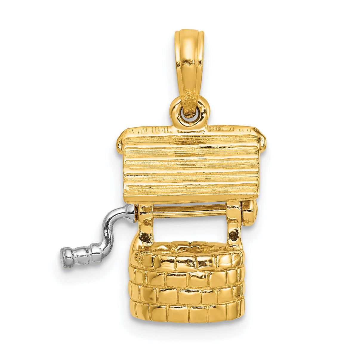 14k Polished 3-D Moveable Wishing Well Charm-C2335