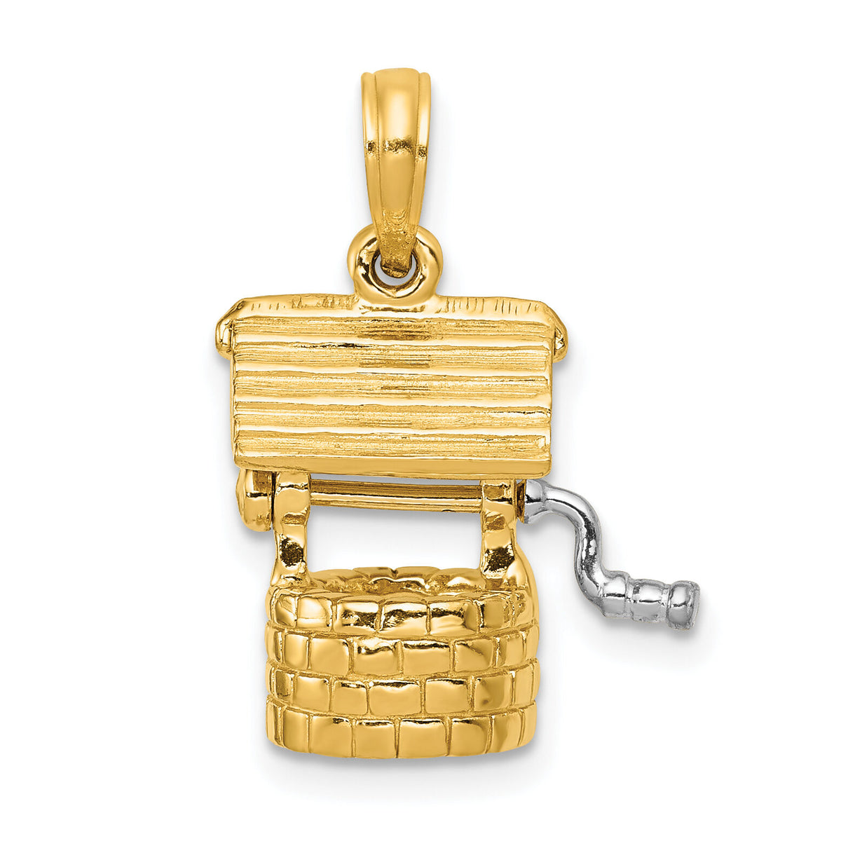 14k Polished 3-D Moveable Wishing Well Charm-C2335