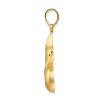 14k Satin Diamond-cut Open-Backed Large Plumeria Pendant-C2343