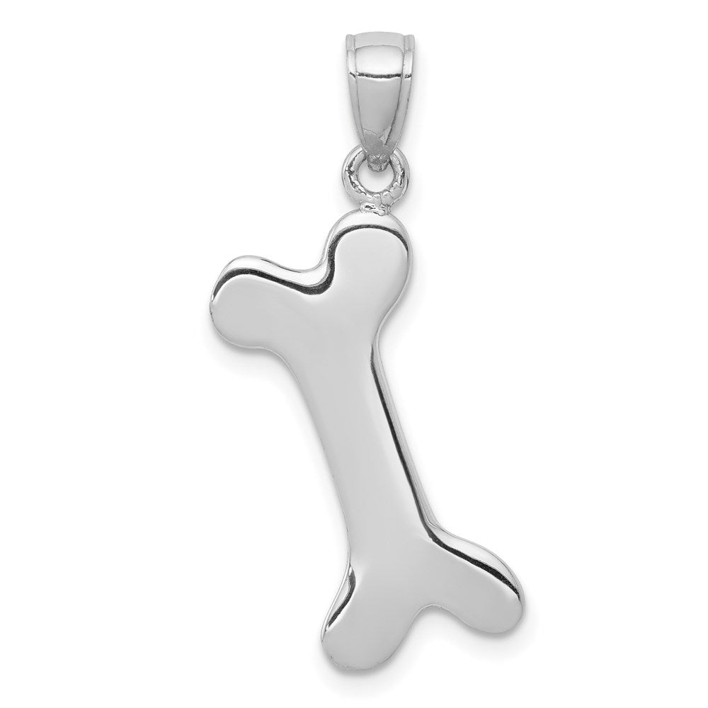 14k White Gold Solid Polished Dog Bone Charm-C2361W
