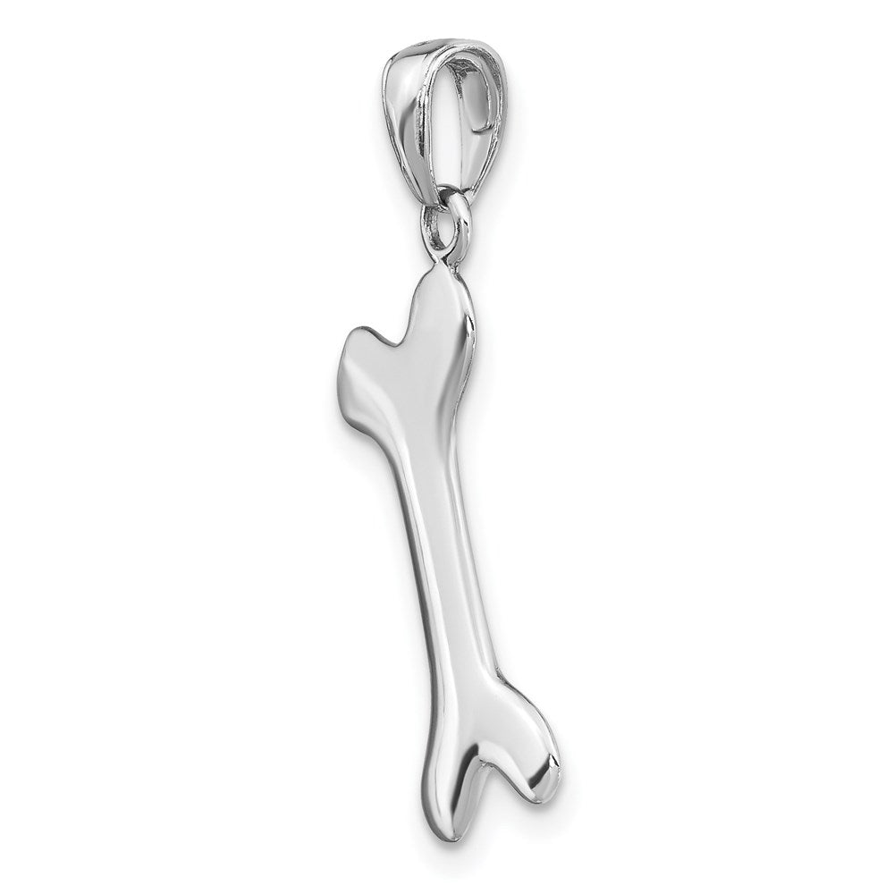 14k White Gold Solid Polished Dog Bone Charm-C2361W
