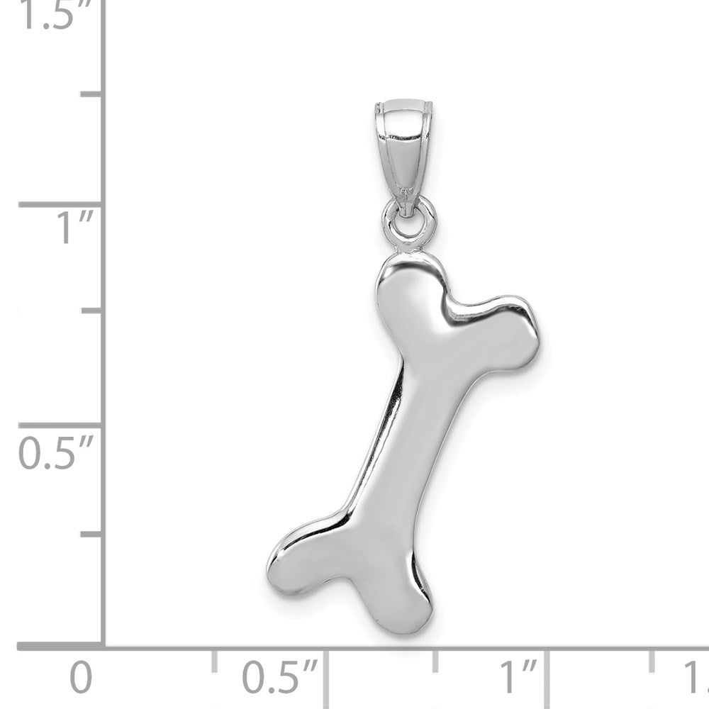 14k White Gold Solid Polished Dog Bone Charm-C2361W