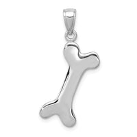 14k White Gold Solid Polished Dog Bone Charm-C2361W