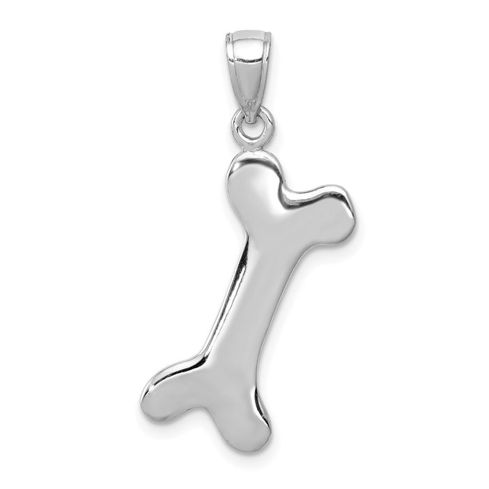 14k White Gold Solid Polished Dog Bone Charm-C2361W