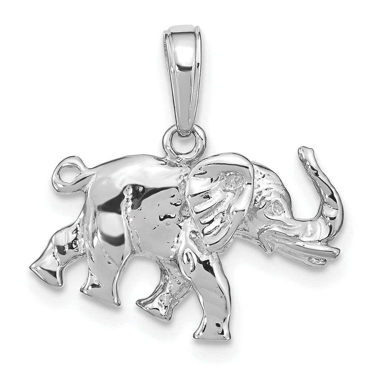 14k White Gold Polished 3-D Elephant Pendant-C2365W
