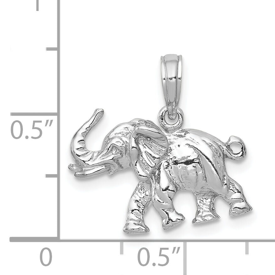 14k White Gold Polished 3-D Elephant Pendant-C2365W