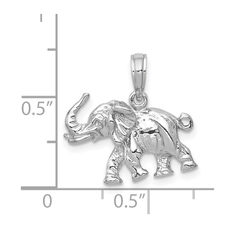 14k White Gold Polished 3-D Elephant Pendant-C2365W