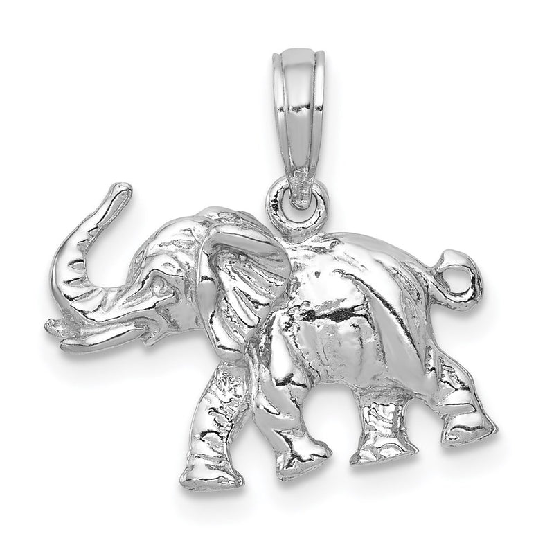 14k White Gold Polished 3-D Elephant Pendant-C2365W