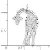 14k White Gold Solid Satin Diamond-cut Flat-Backed Giraffe Charm-C2374