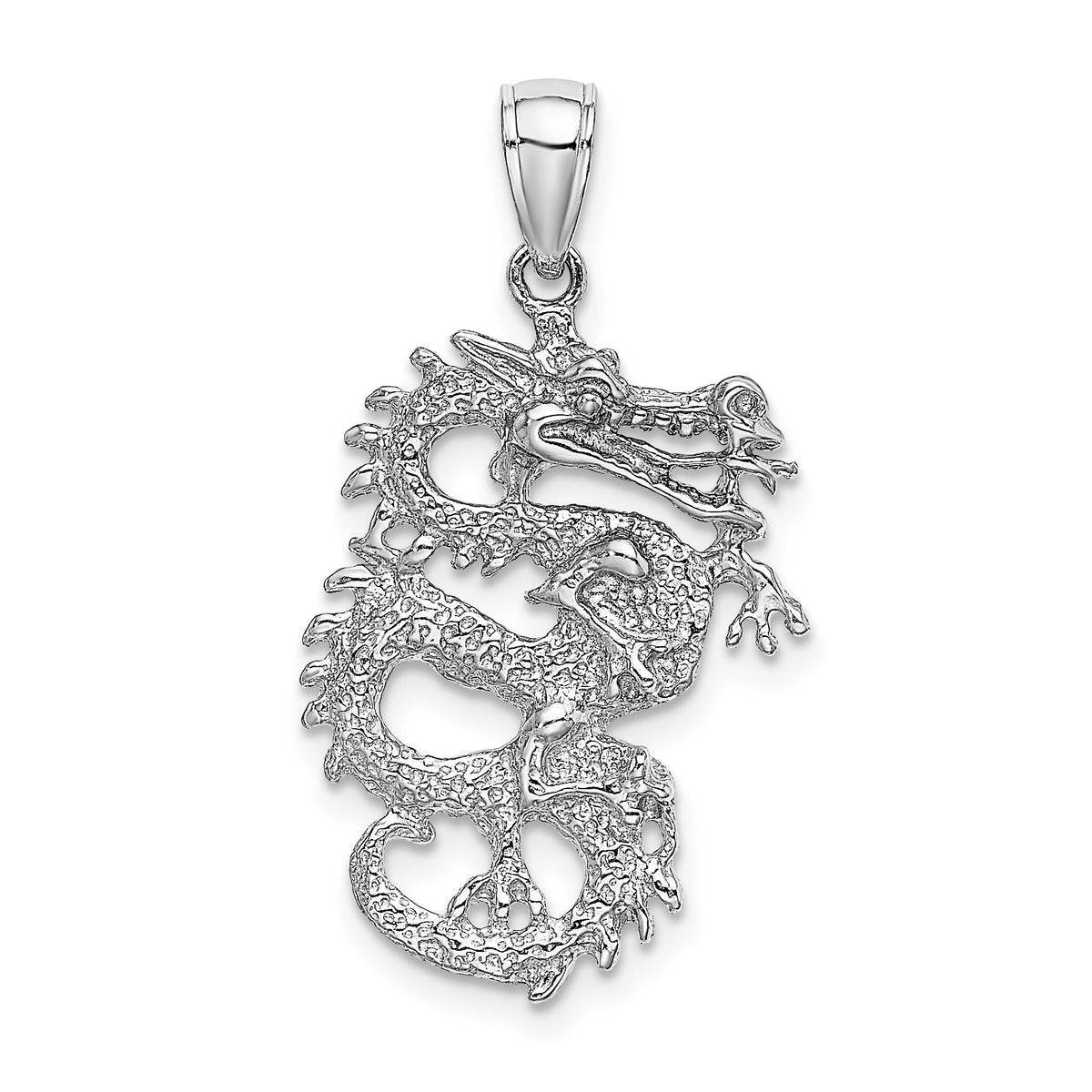14K White Gold 3-D Dragon Charm-C2375W
