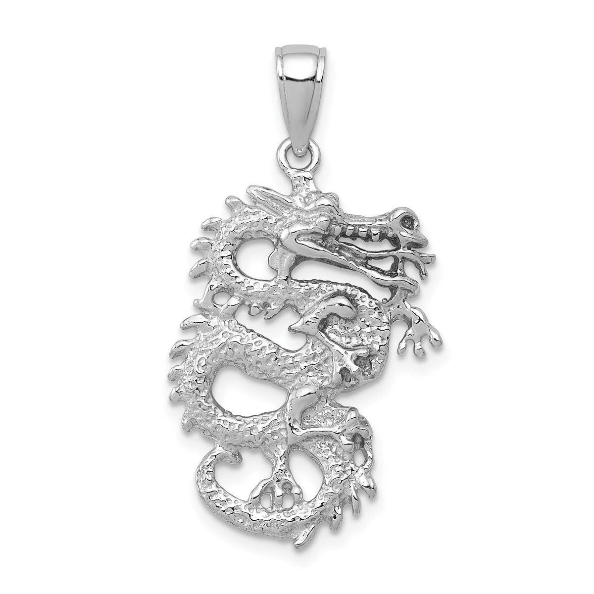 14K White Gold 3-D Dragon Charm-C2375W