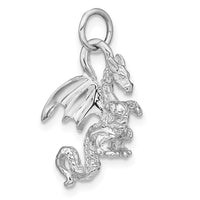 14k White Gold Solid Polished 3-D Dragon Charm-C2378