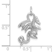 14k White Gold Solid Polished 3-D Dragon Charm-C2378