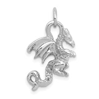 14k White Gold Solid Polished 3-D Dragon Charm-C2378