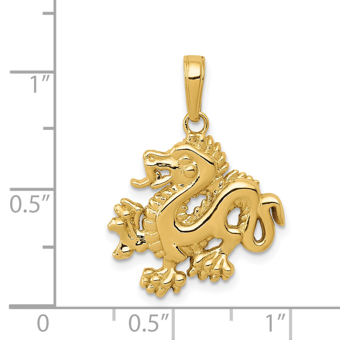 14k Solid Polished Dragon Pendant-C2379