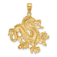 14k Solid Polished Dragon Pendant-C2380