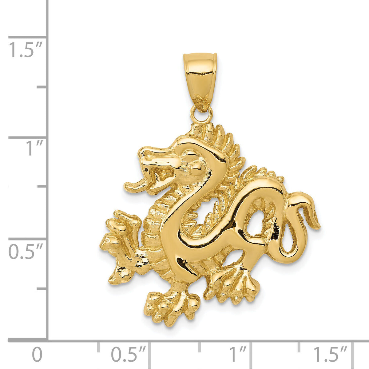 14k Solid Polished Dragon Pendant-C2380