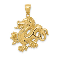 14k Solid Polished Dragon Pendant-C2380