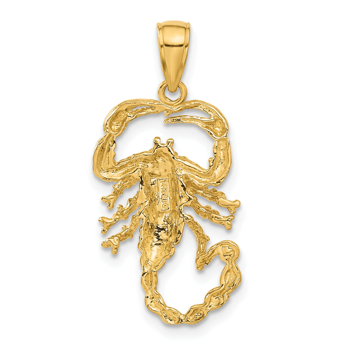 14k Solid Polished Open-Backed Scorpion Pendant-C2383