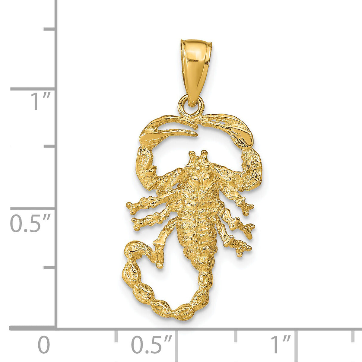 14k Solid Polished Open-Backed Scorpion Pendant-C2383
