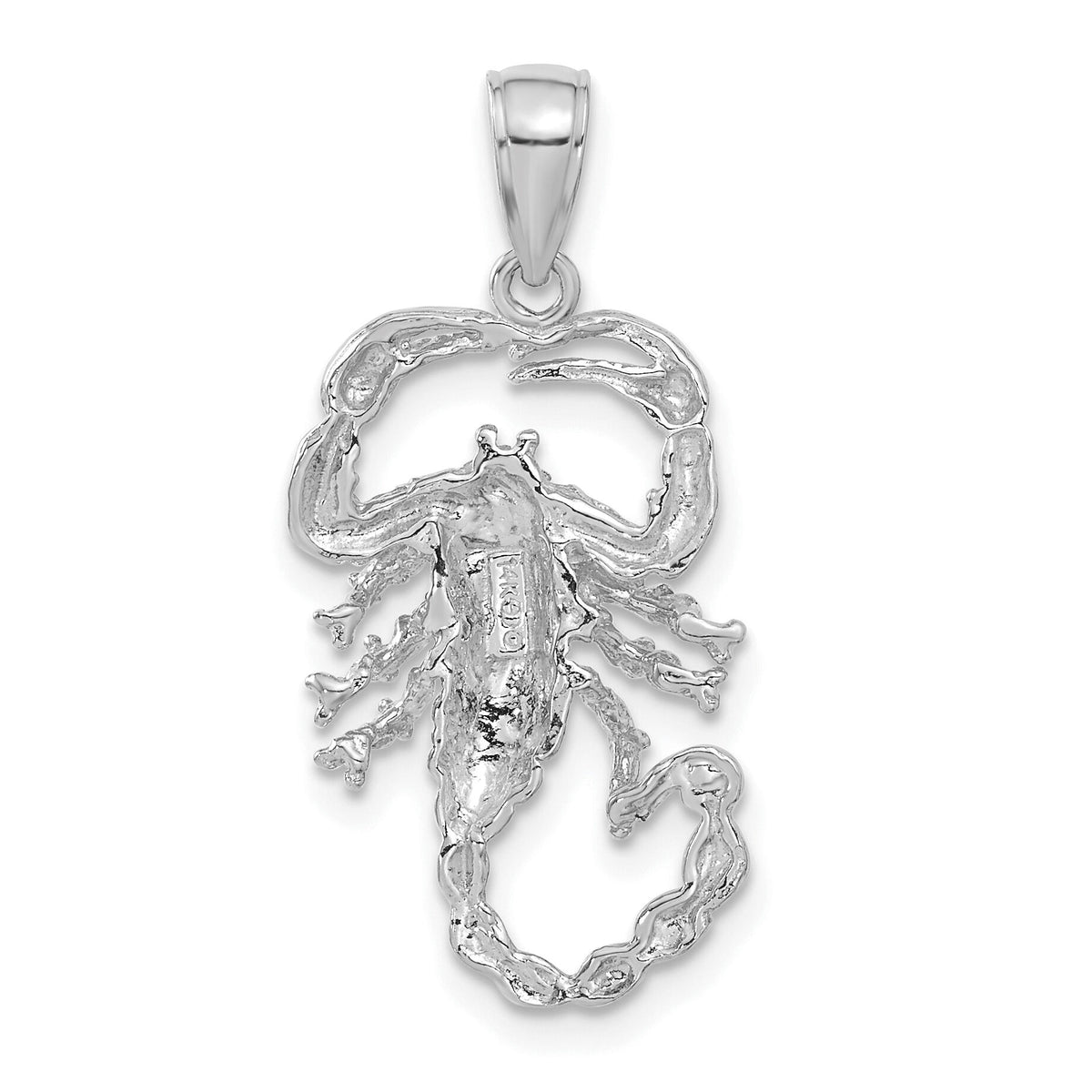 14K White Gold Solid Polished Open-Backed Scorpion Pendant-C2383W
