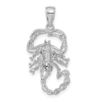 14K White Gold Solid Polished Open-Backed Scorpion Pendant-C2383W