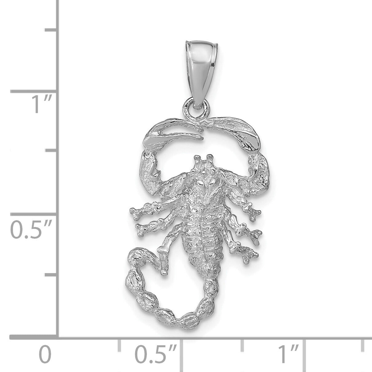 14K White Gold Solid Polished Open-Backed Scorpion Pendant-C2383W