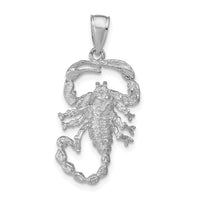 14K White Gold Solid Polished Open-Backed Scorpion Pendant-C2383W