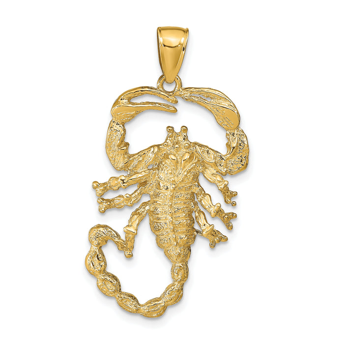 14k Solid Polished Open-Backed Scorpion Pendant-C2384