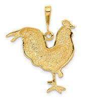14k Solid Polished Open-Backed Rooster Pendant-C2391