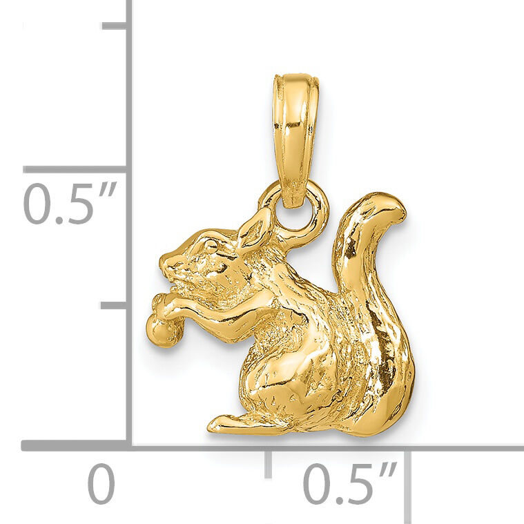 14k Solid 3-D Squirrel with Nut Charm-C2392