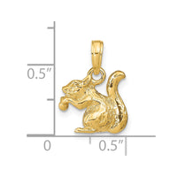 14k Solid 3-D Squirrel with Nut Charm-C2392