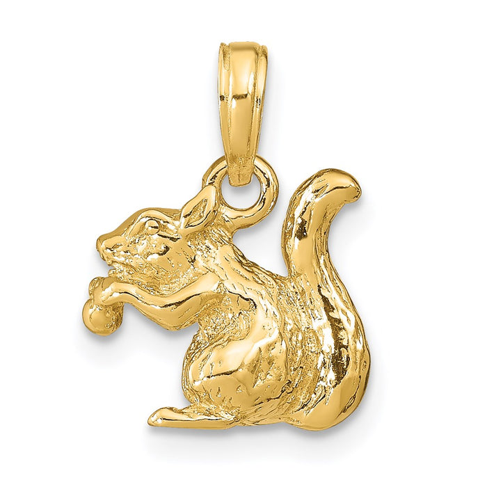 14k Solid 3-D Squirrel with Nut Charm-C2392