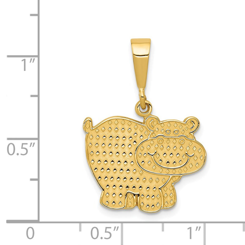 14k Polished Hippo Pendant-C2393