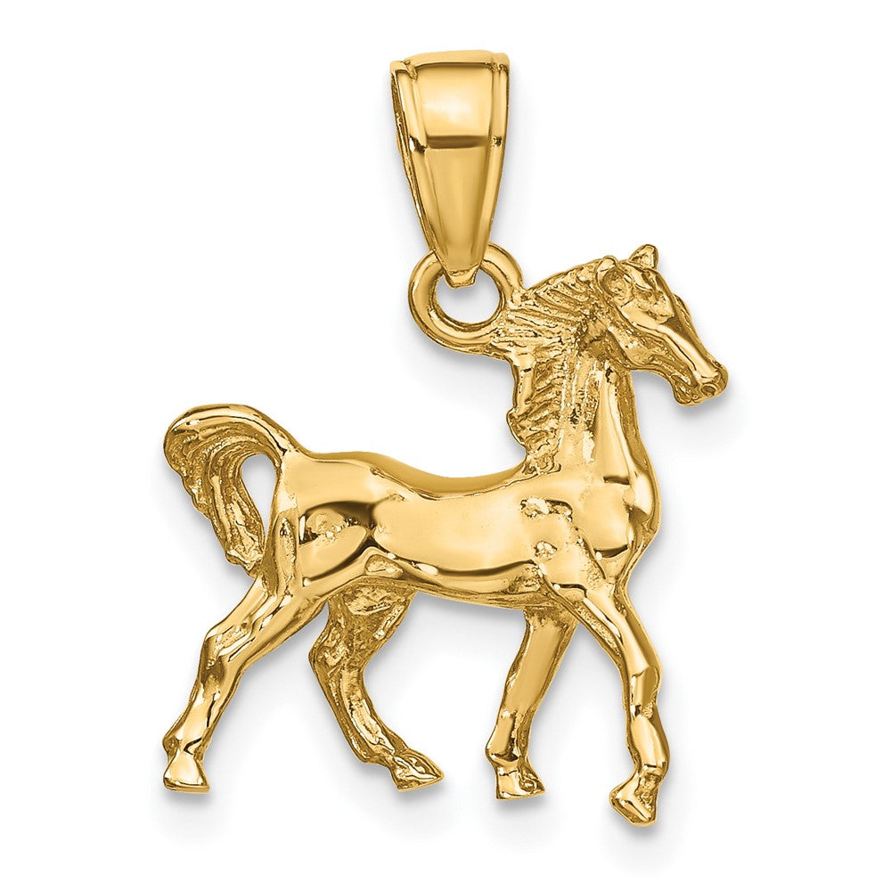 14k Solid Polished 3-D Horse Charm-C2400