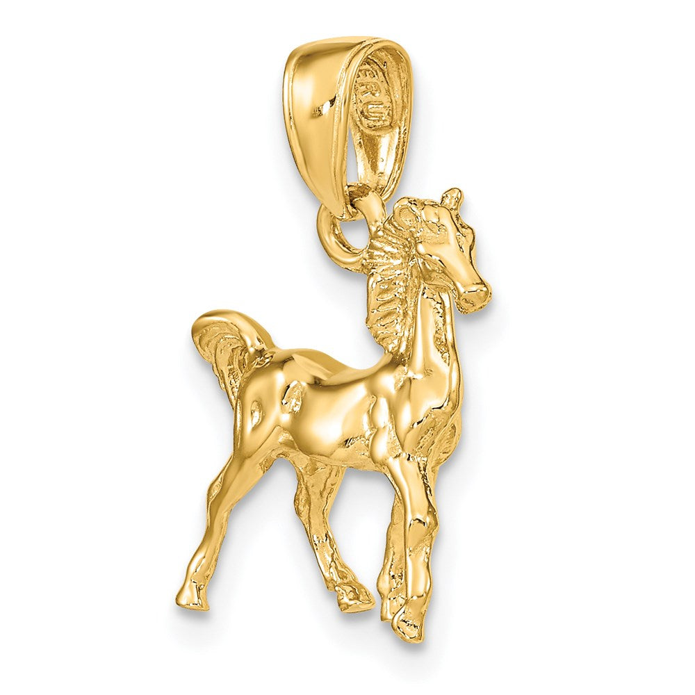 14k Solid Polished 3-D Horse Charm-C2400