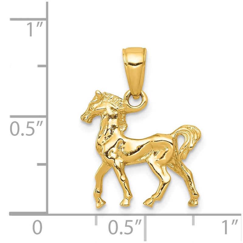 14k Solid Polished 3-D Horse Charm-C2400