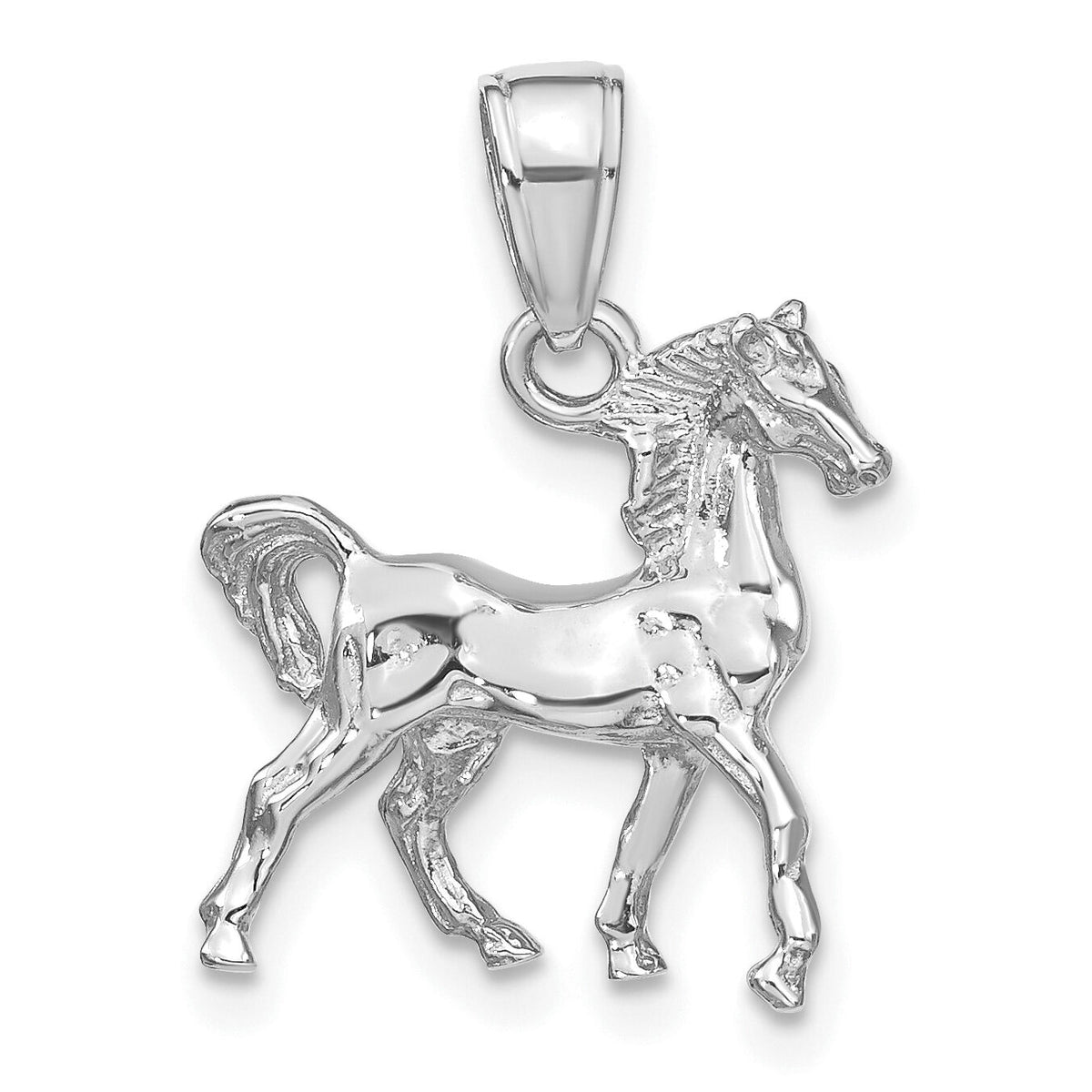 14k White Gold Solid Polished 3-D Horse Charm-C2400W