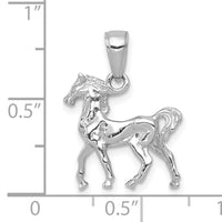 14k White Gold Solid Polished 3-D Horse Charm-C2400W
