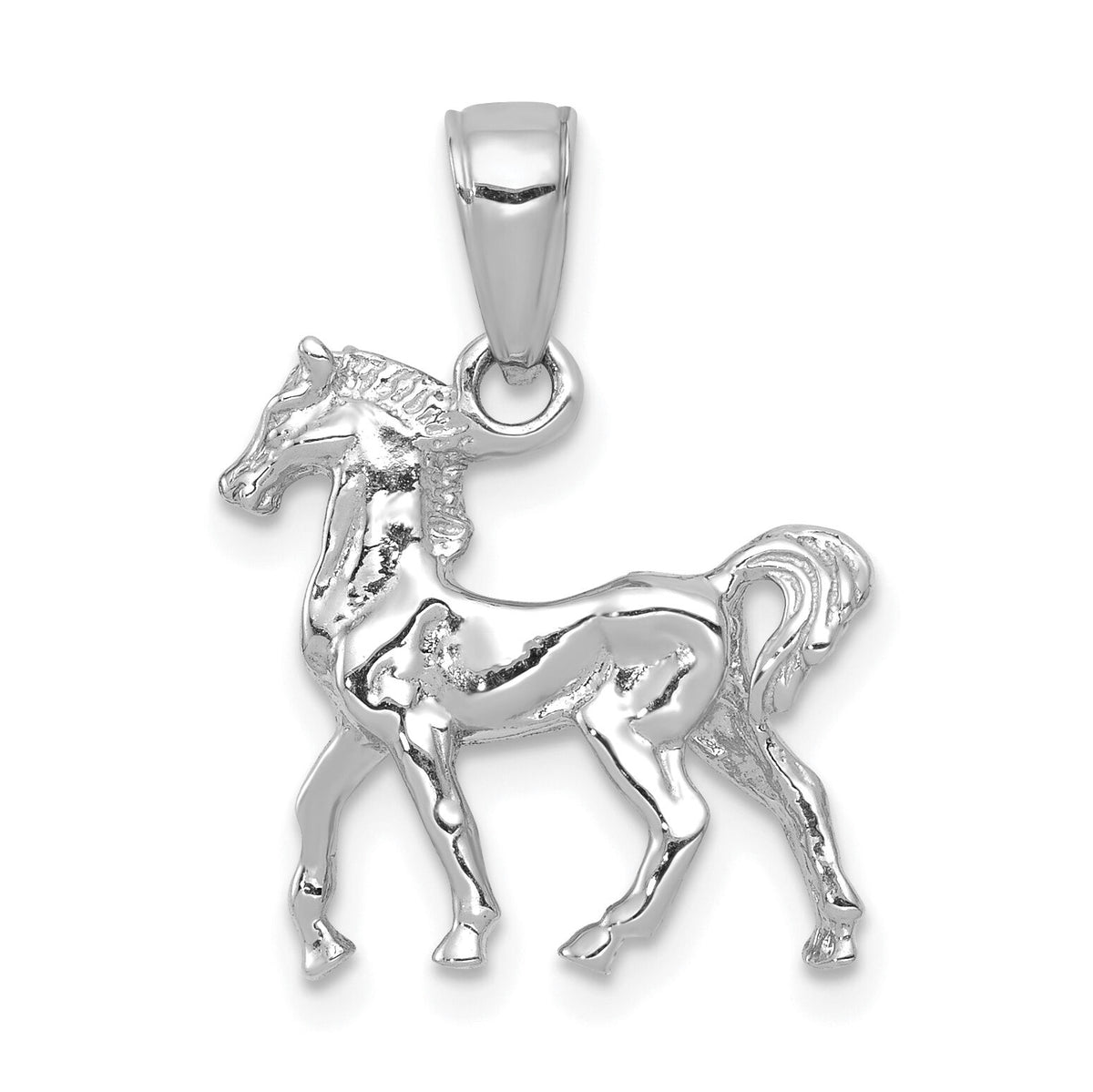 14k White Gold Solid Polished 3-D Horse Charm-C2400W