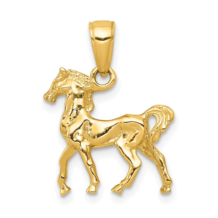 14k Solid Polished 3-D Horse Charm-C2400