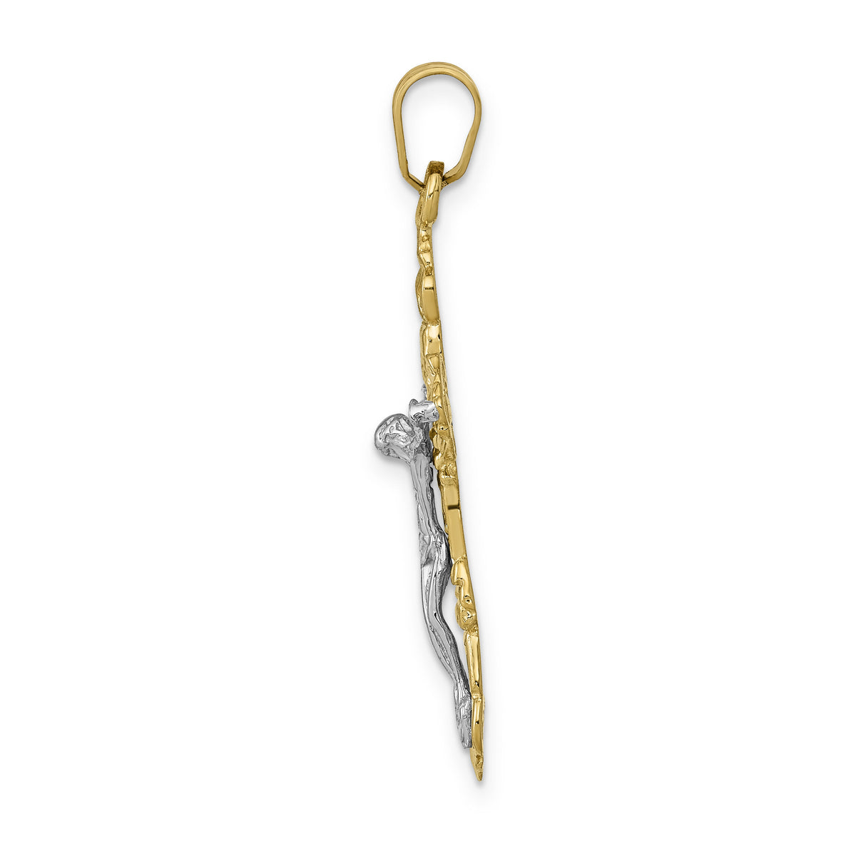 14k Two-tone Fleur De Lis Crucifix Pendant-C241